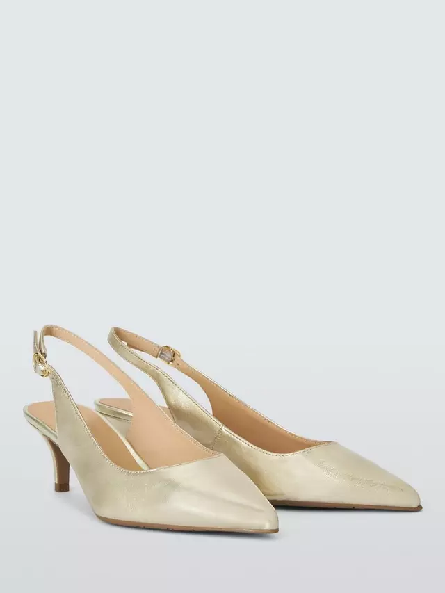 Туфли-лодочки John Lewis Greece Leather Kitten Heel Slingback, цвет platino — фото 3