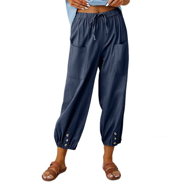 

Женские брюки-капри с высокой талией и завязками Yesfashion, Navy Blue