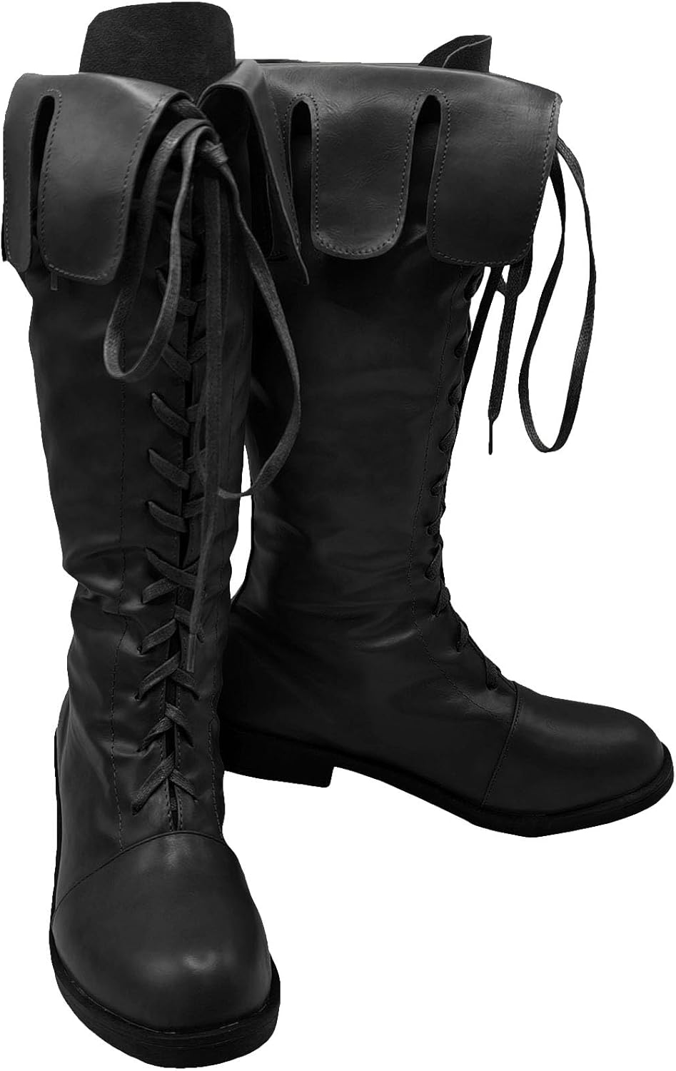 

Мужские средневековые пиратские ботинки Ренессанс Хэллоуин Косплей Ботинки из ПУ-кожи Готические Junqiako, черный