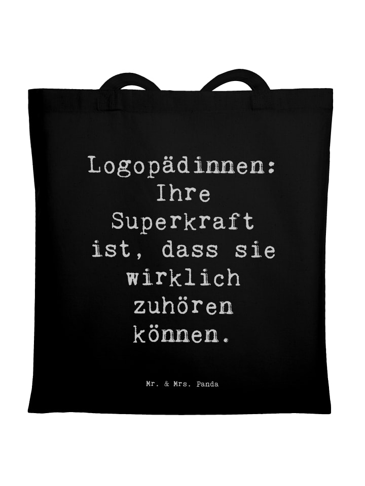 

Сумка-шоппер с надписью: Суперсила логопеда со слоганом в черном цвете Mr. & Mrs. Panda