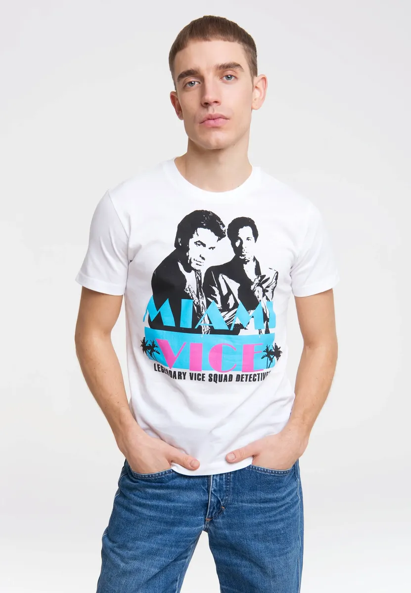 

Футболка Logoshirt "MIAMI VICE" со знаменитым принтом спереди, белый