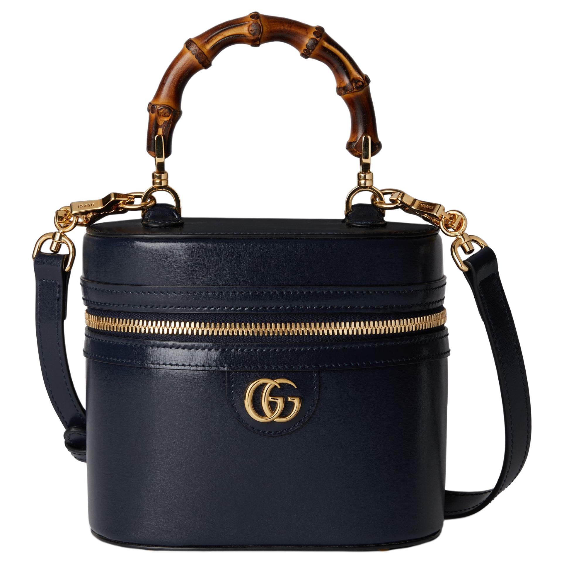 

GUCCI Кожаная сумка через плечо миниатюрная женская темно-синяя