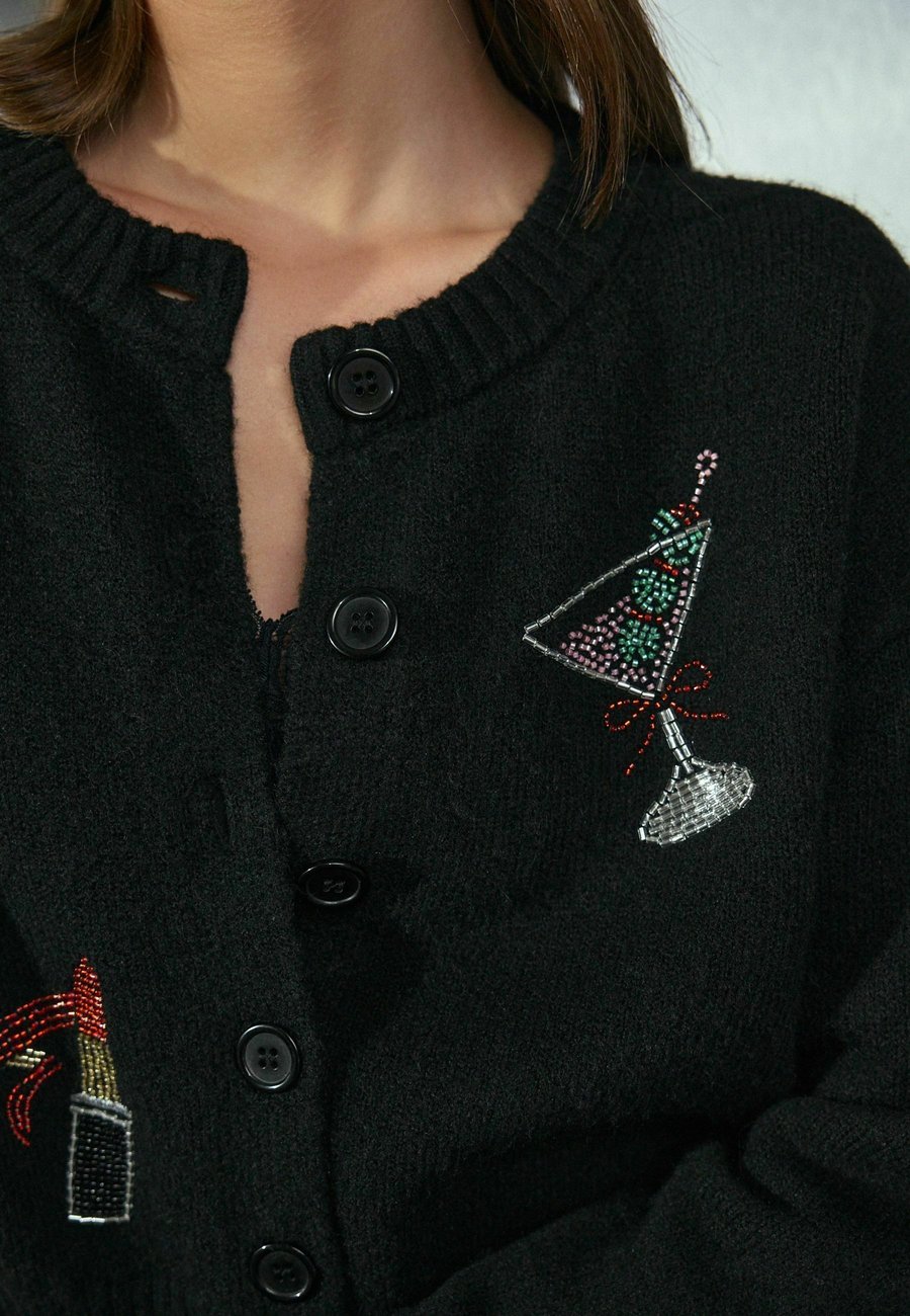 Джемпер Next Jumper, Black Embroidered Martini Lipstick/Mottled Black — фото 4