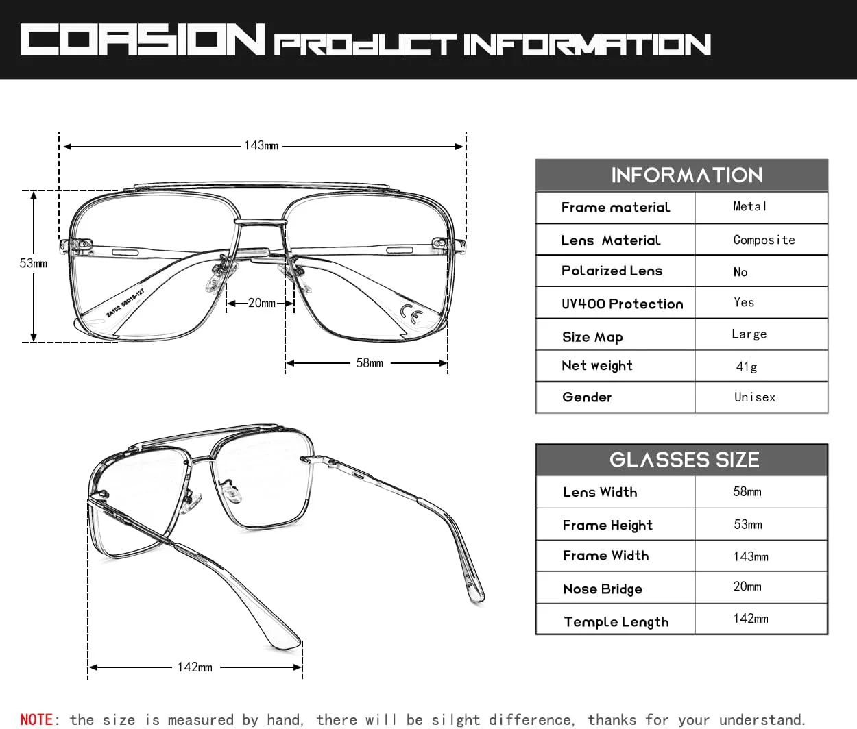 

COASION Мужские солнцезащитные очки, костюмные очки в стиле ретро, ​​квадратные очки-авиаторы, оправа для женских солнцезащитных очков, A2 Gunmetal/Gradient Blue