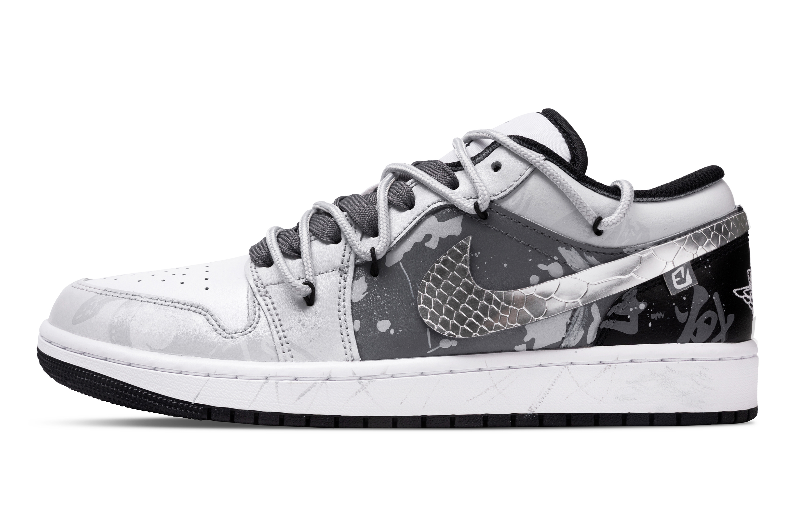 

Jordan Баскетбольные кроссовки Air 1 с амортизацией, противоскользящие и износостойкие, низкие, винтажные, мужские, серебристо-черные