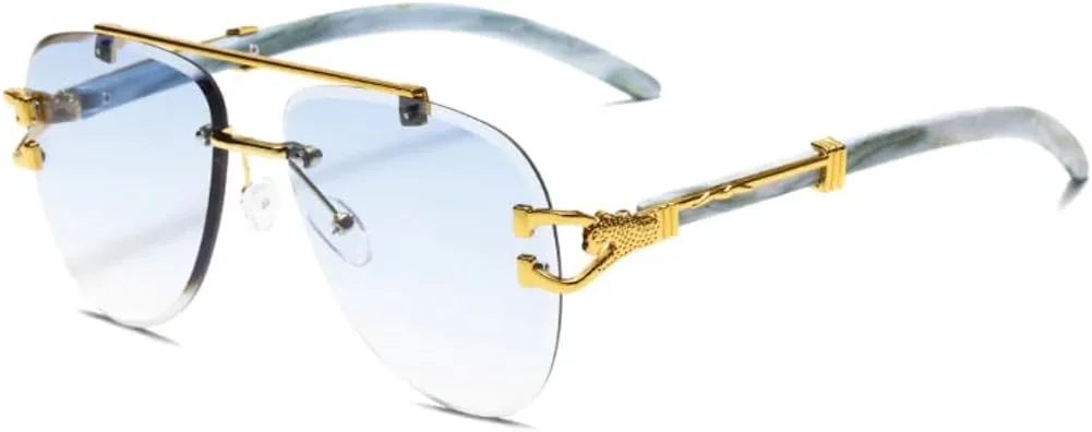 

Роскошные модные женские солнцезащитные очки с двойным оправой и градиентным переходом цвета «Золотой леопард», мужские трендовые очки UV400 UATXTAU, Blue