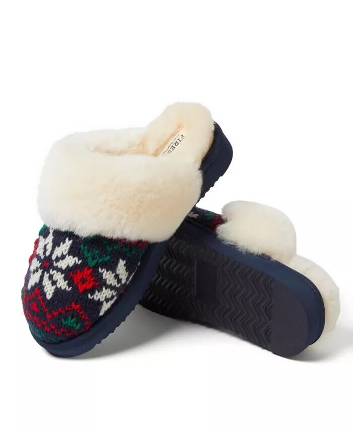Женские тапочки Sydney Holiday Fair Isle из натуральной овчины Dearfoams, синий — фото 2
