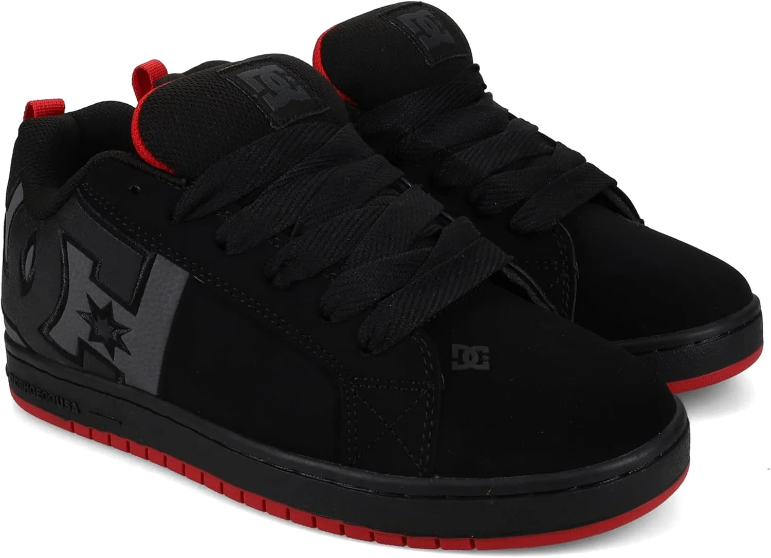 Мужские низкие скейтбордические кроссовки DC Shoes Court Graffik Sq, Black Grey Red