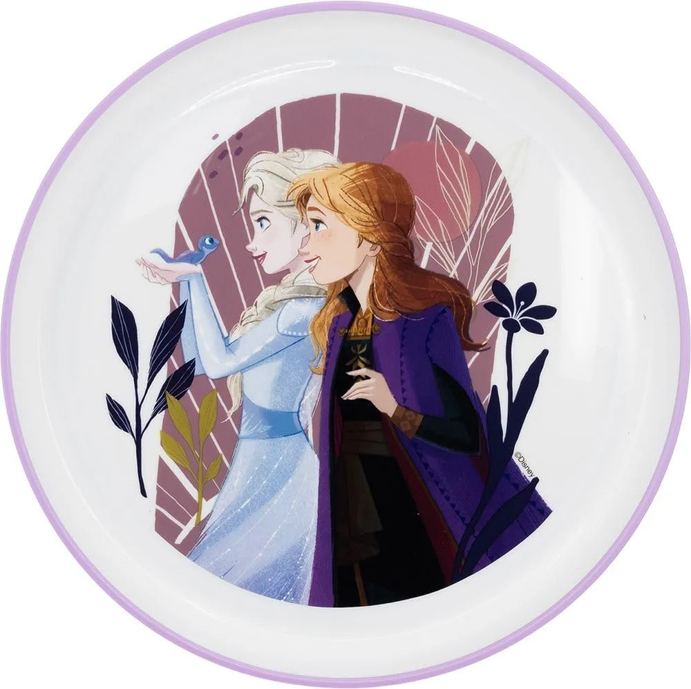 Пластиковая тарелка Tataway Disney Frozen Эльза и Анна для девочек с противоскользящей основой, белая и фиолетовая Stor — фото 3