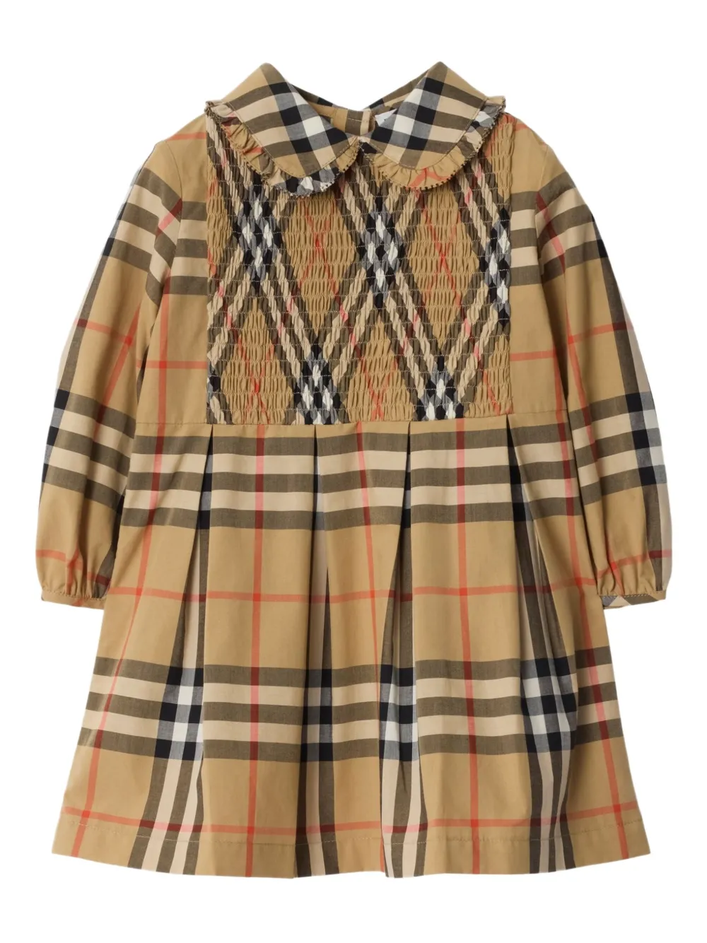 

Клетчатое повседневное платье со сборками BURBERRY KIDS, коричневый