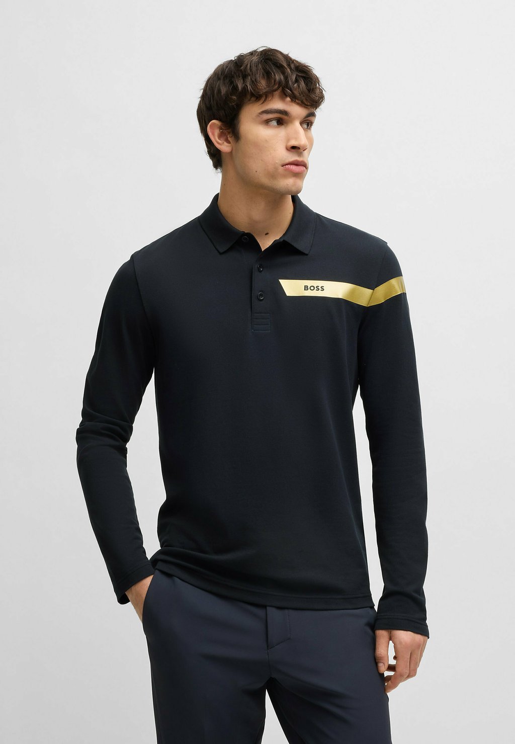 

Футболка с длинным рукавом Polo BOSS, темно-синий