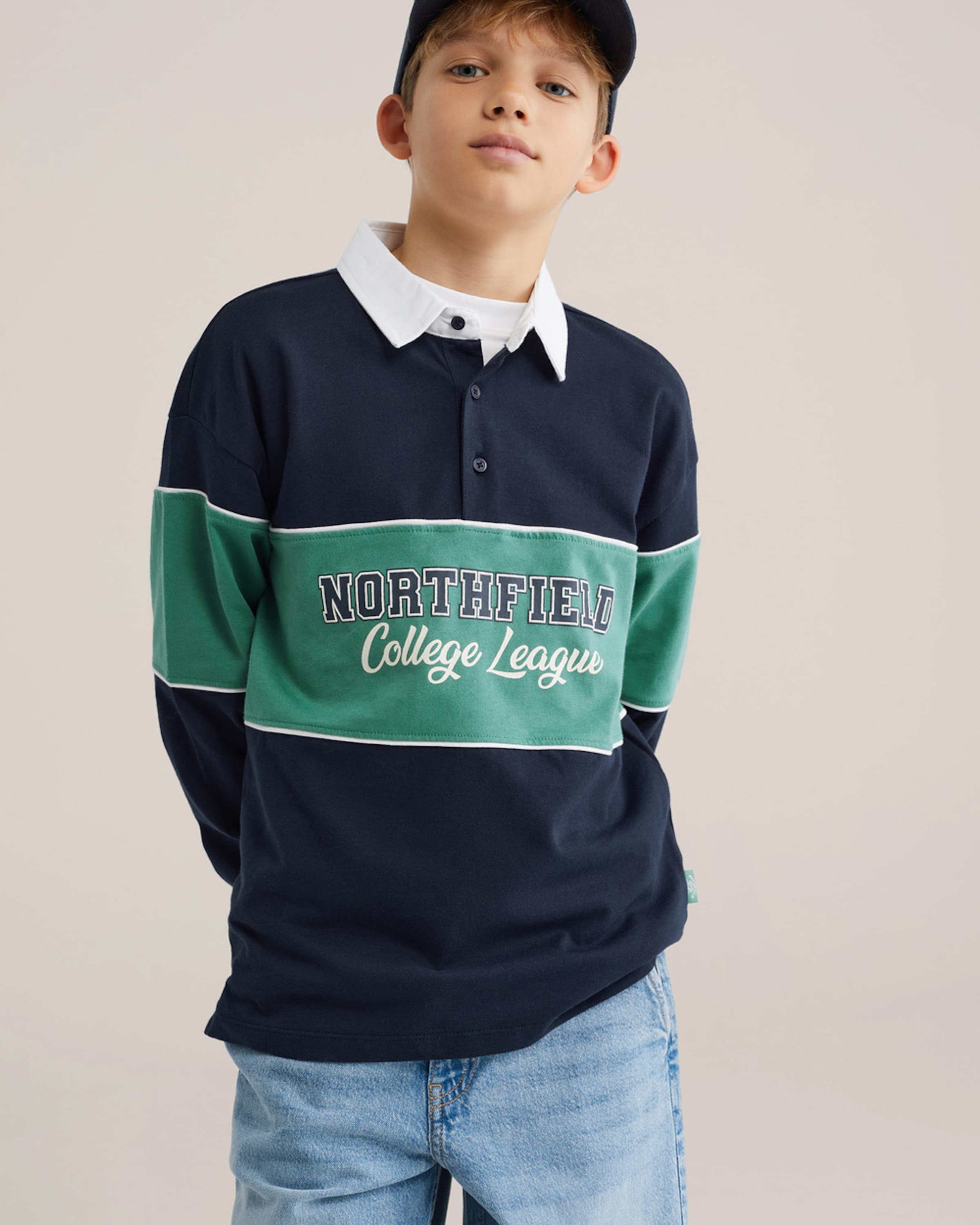 

WE Fashion Лонгслив в цвете Marine Blue, Cyan Blue