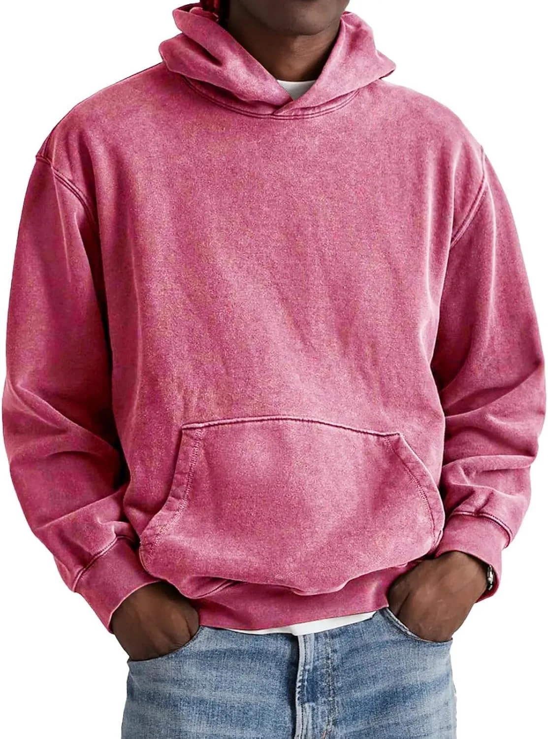 

Мужская модная худи Heavyweight Acid Wash Distressed Vintage, свободный крой