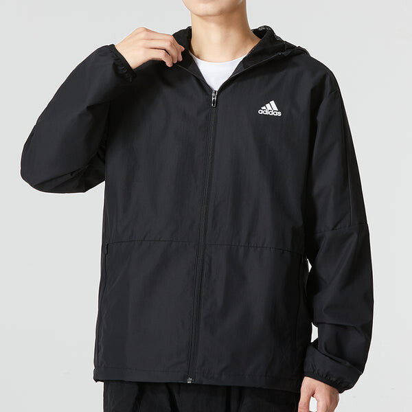 Куртка Men's adidas Mh Lite Wvjkt Athleisure Casual Sports Hooded Solid Color Woven Jacket Autumn Black, черный — фото 3