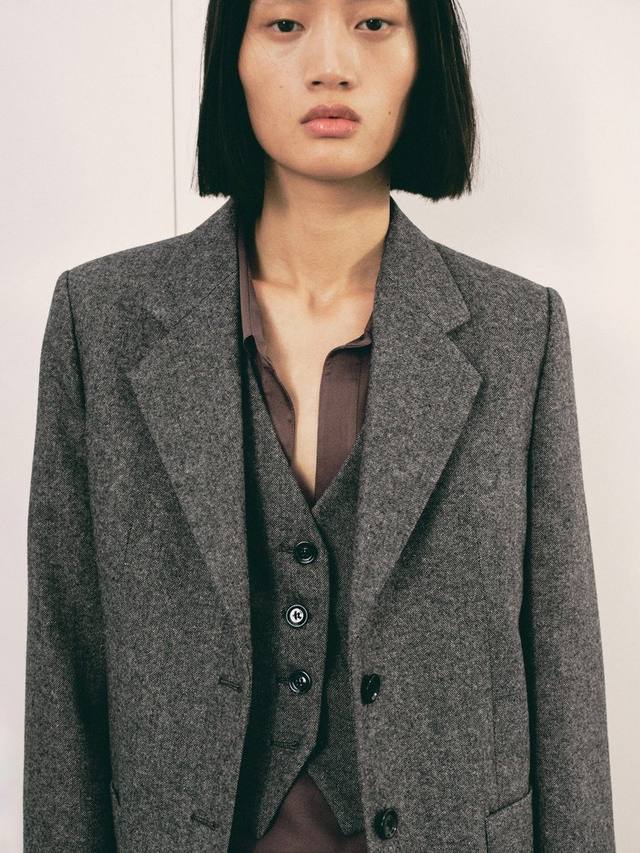 

Пиджак Piper из шерсти с крапинкой Mango, Grey