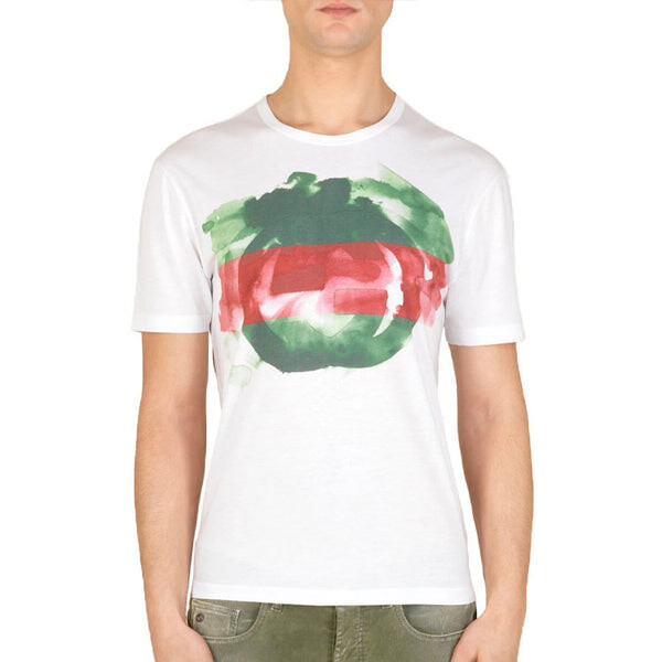 Футболка GUCCI Print With Round Neck And Short Sleeves Unisex White, белый — фото 4