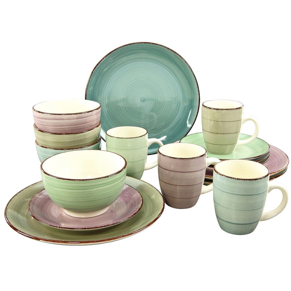 

CreaTable 20339 Комбинированный сервиз Bella Casa на 4 персоны, однотонный + однотонный, фаянс, круглый, разноцветный (1 комплект, 16 шт.), мультиколор