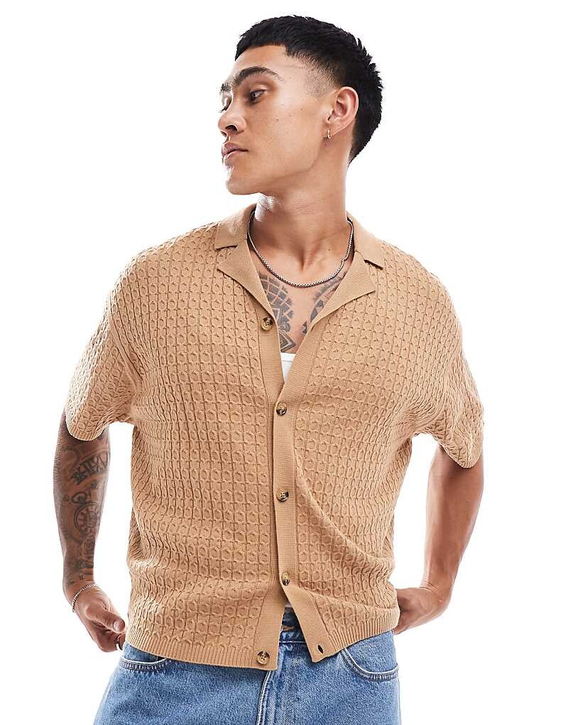 

Легкая коричневая рубашка объемного кроя ASOS DESIGN