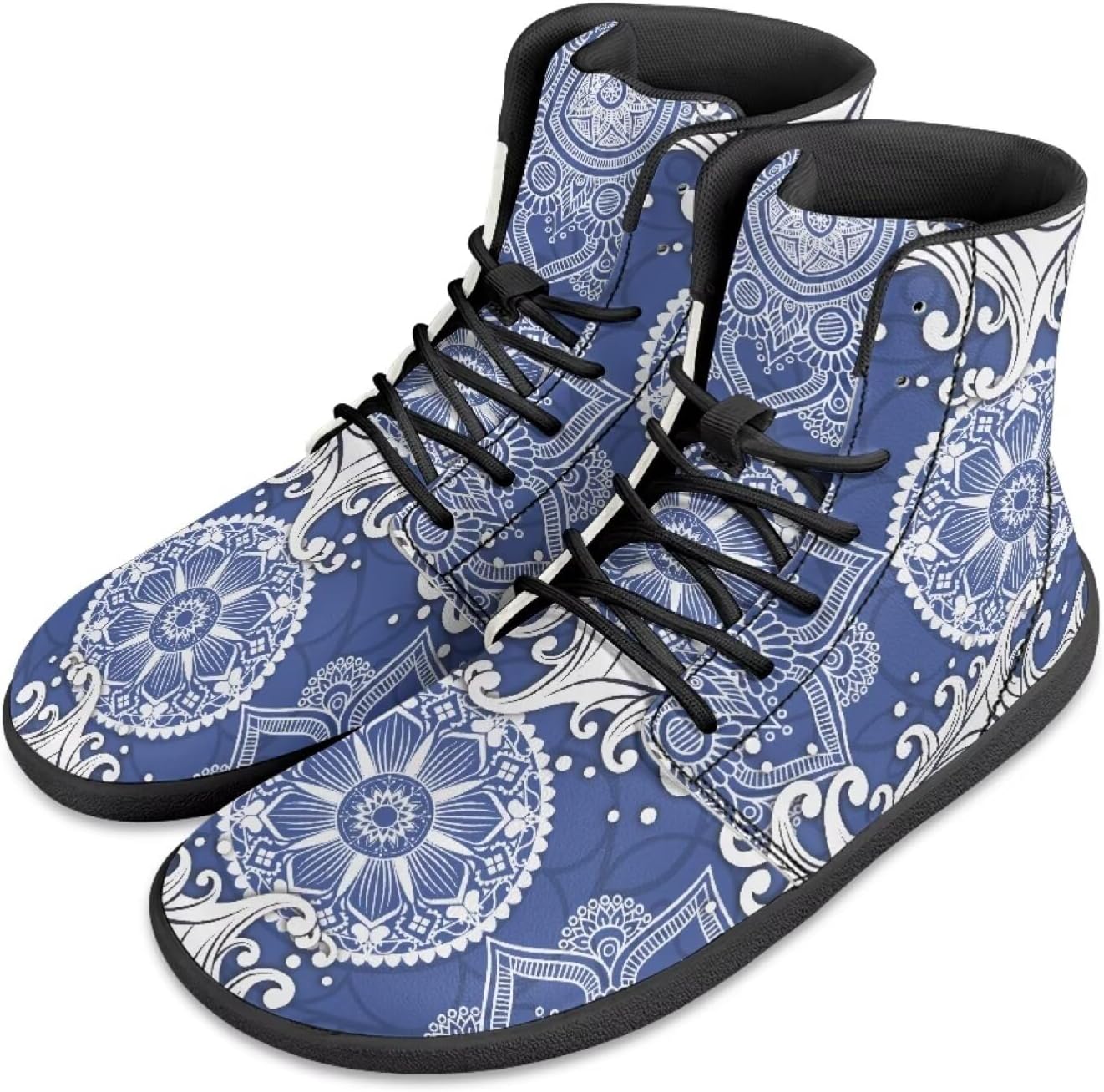 

Кроссовки Jeiento для мужчин и женщин с высоким верхом, босоножки в стиле бохо с мандалой, с широкой носочной частью, без подъема, повседневная обувь, кроссовки-тренеры, синий