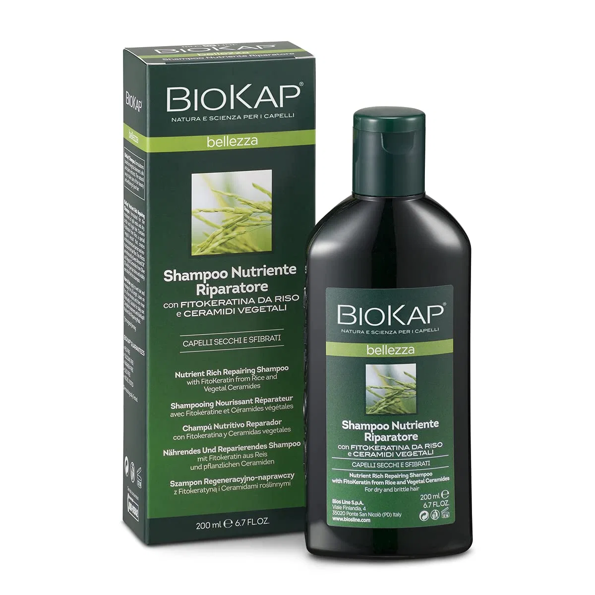 Восстанавливающий питательный шампунь Biokap Nutriente Riparatore Bios Line