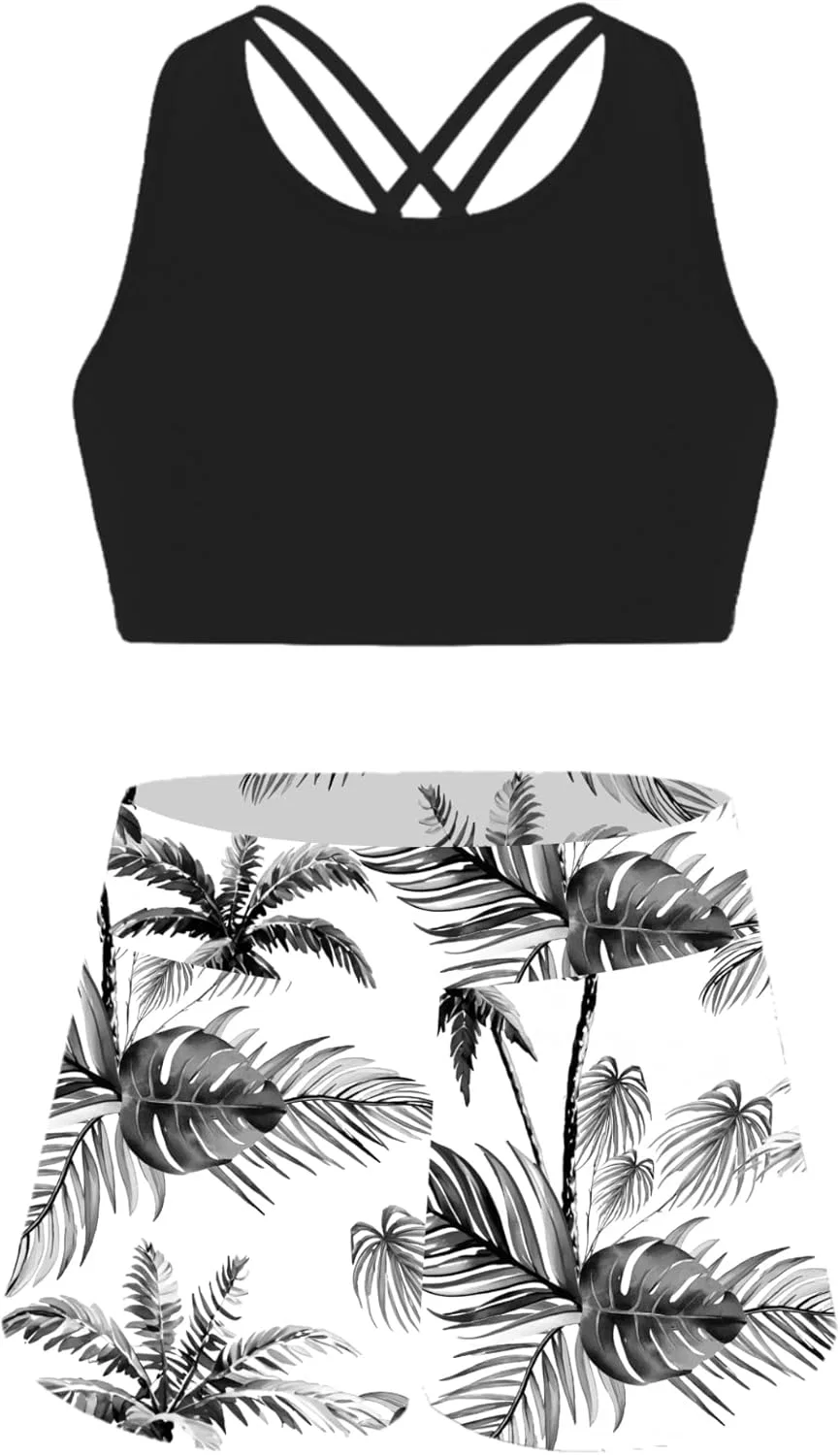 Детский комплект топ и шорты HULIJA Black Coconut Tree