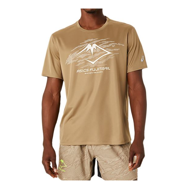 

Футболка ASICS Fujitrail Running T-Shirt 'Tan White', желто-коричневый