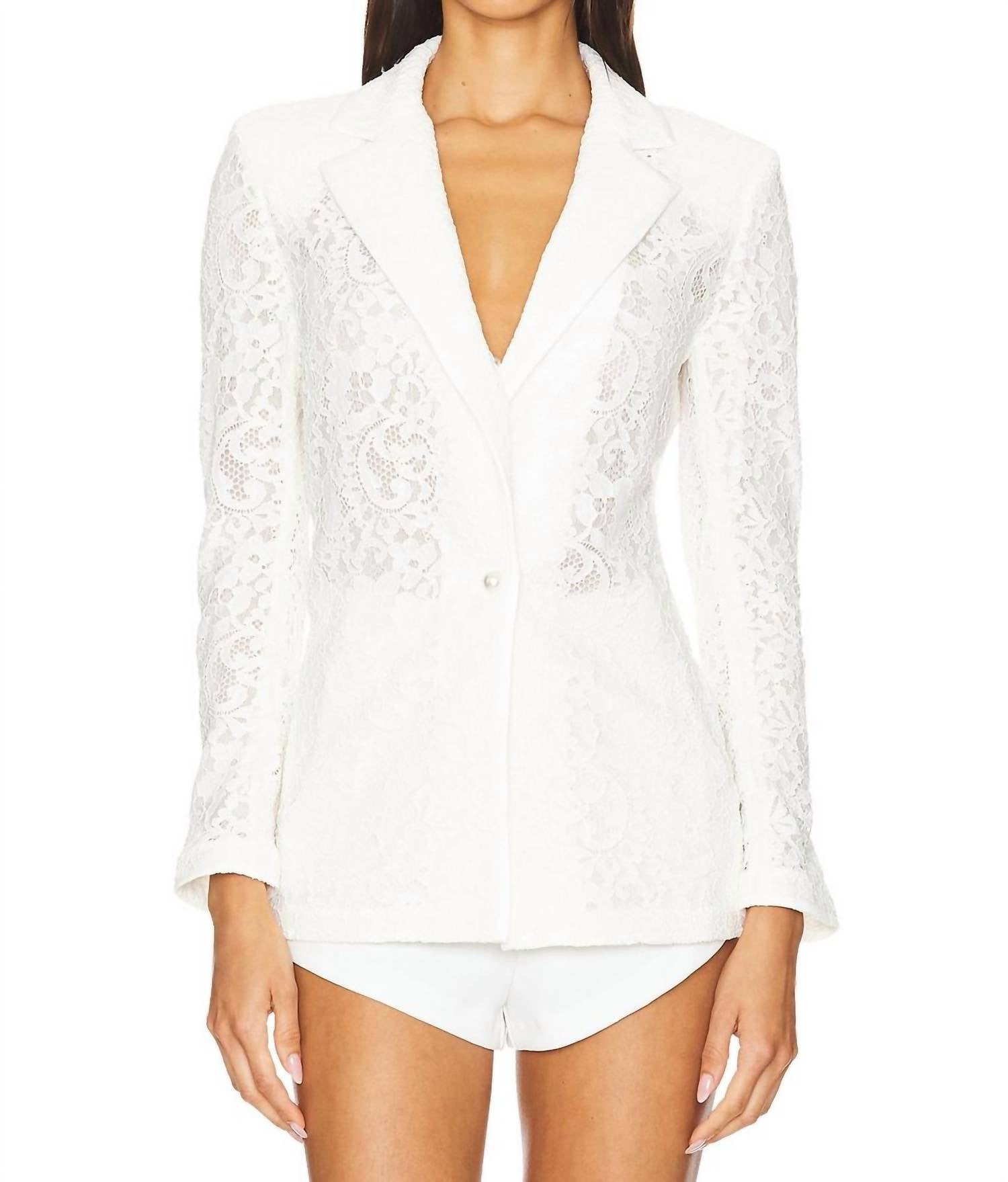 

Блейзер Judith Sheer с кружевным воротником и вырезом в цвете Off White alice + olivia