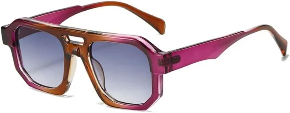 

Солнцезащитные очки Double Bridges женские, градиентные фиолетовые, разноцветные, модная оправа, мужские ретро-панк солнцезащитные очки, защита от УФ-излучения UV400 SZVVBKK, Tea Purple Gray