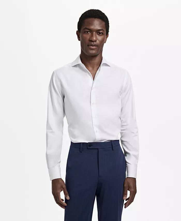 

Мужская хлопковая рубашка Slim-Fit Mango, белый