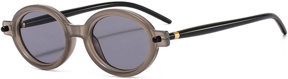 

Популярные модные солнцезащитные очки маленького овального размера для женщин в стиле ретро с прозрачными линзами цвета океана, для мужчин в стиле панк с заклепками, солнцезащитные очки UV400 TKKTLLT, Gray Light Gray