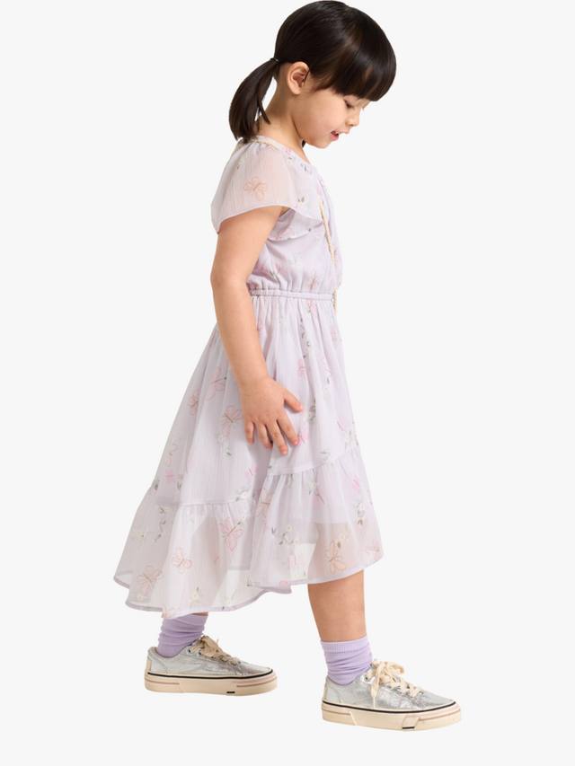 Детское платье из шифона с цветочным принтом и ярусами Lindex, Light Dusty Lilac — фото 3