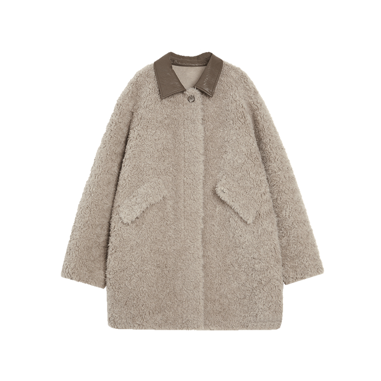 

ELLE Женская шуба с лацканами серо-коричневого цвета