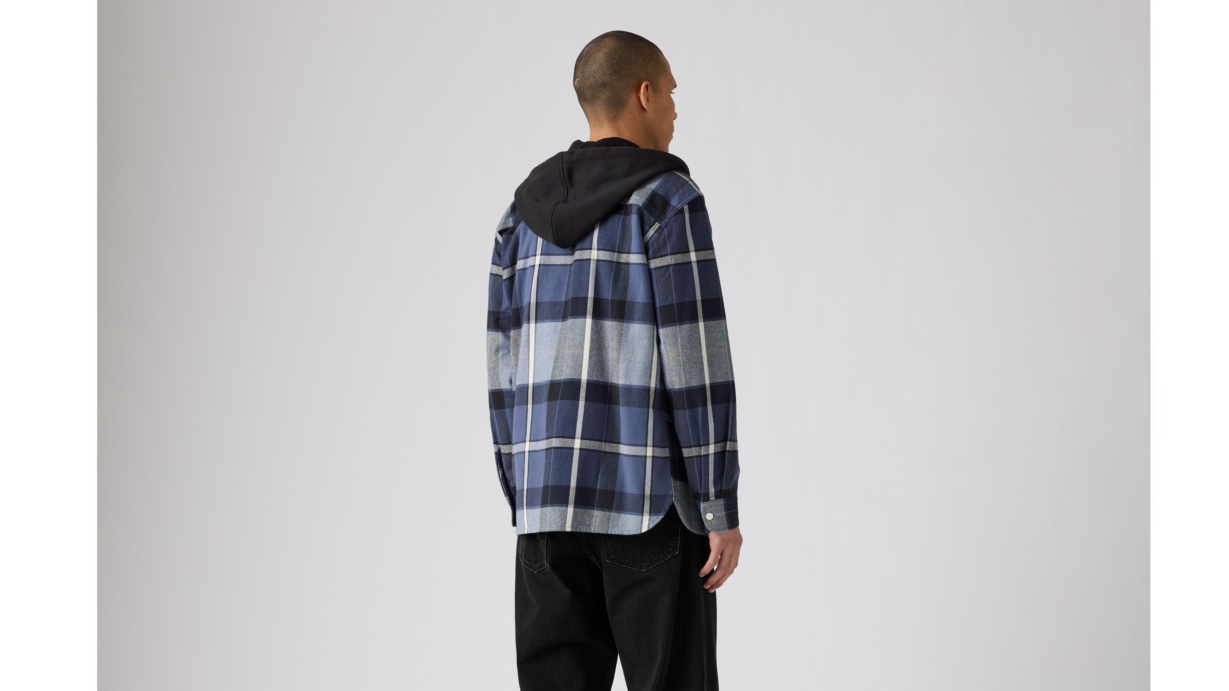 Классическая рабочая рубашка с капюшоном в клетку Levi's, Temescal Plaid Vintage Indigo - Blue — фото 3