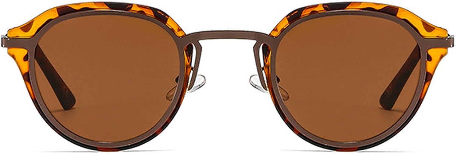 

Модные классические круглые женские солнцезащитные очки с персонализированным металлическим дизайном, ретро-стиль, морской тематикой, мужские очки для вождения на открытом воздухе mincl, Leopard