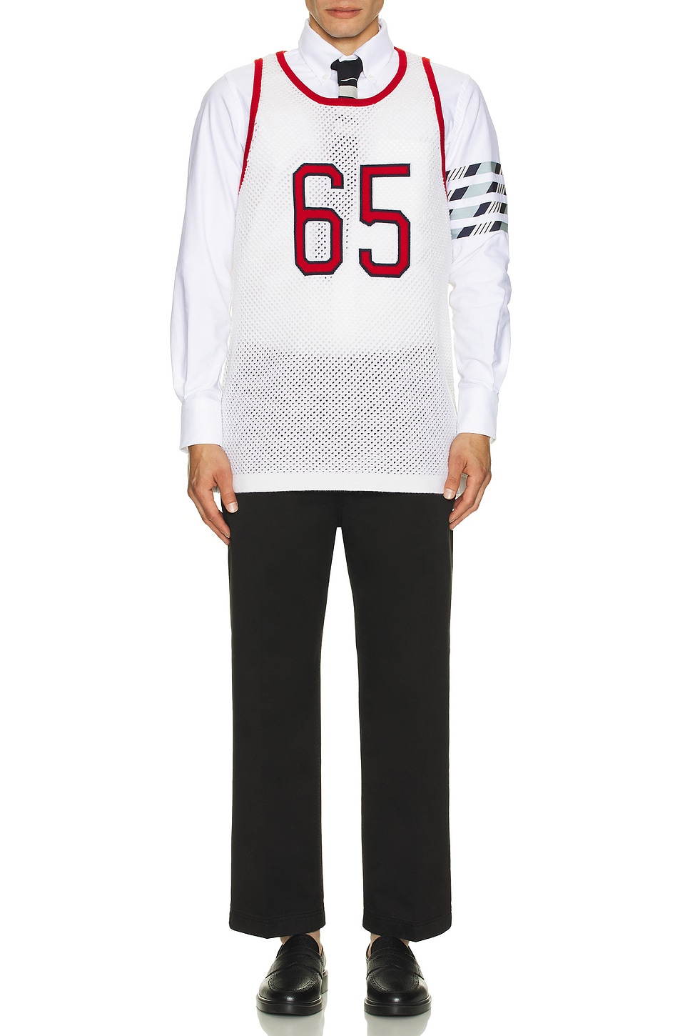 

Athletic Cashmere Mesh Basketball Джерси Thom Browne, White