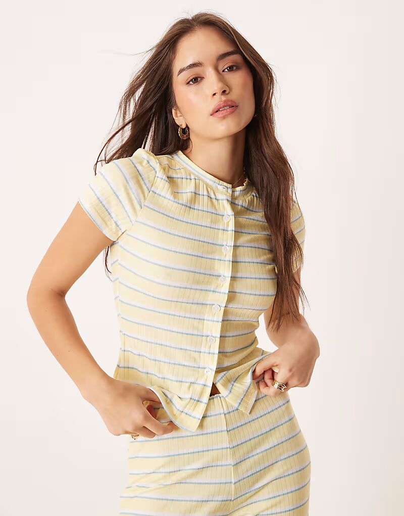 

Джемпер с короткими рукавами в желтую полоску от ASOS DESIGN