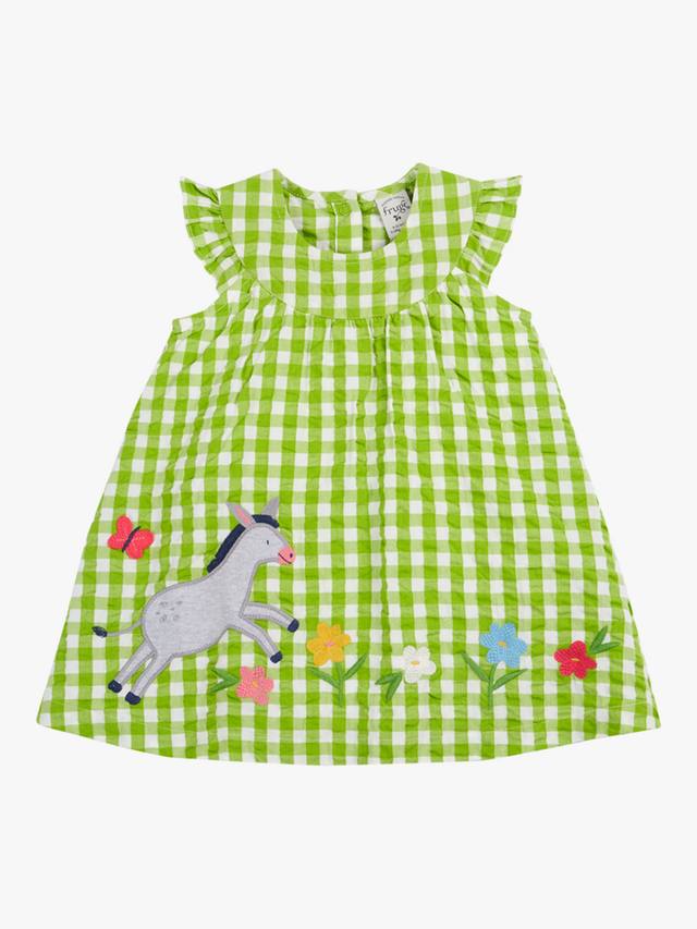 

Платье с вышивкой из органического хлопка baby myrtle в клетку Frugi, зеленый
