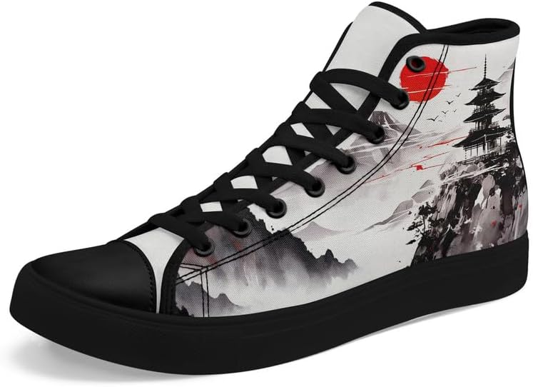 

Высокие кеды AWSOLE в китайском стиле из канвы, комфортные, с рисунком панд, бамбука и журавлей, восточные повседневные обувь для мужчин и женщин, белый/черный/красный/серый