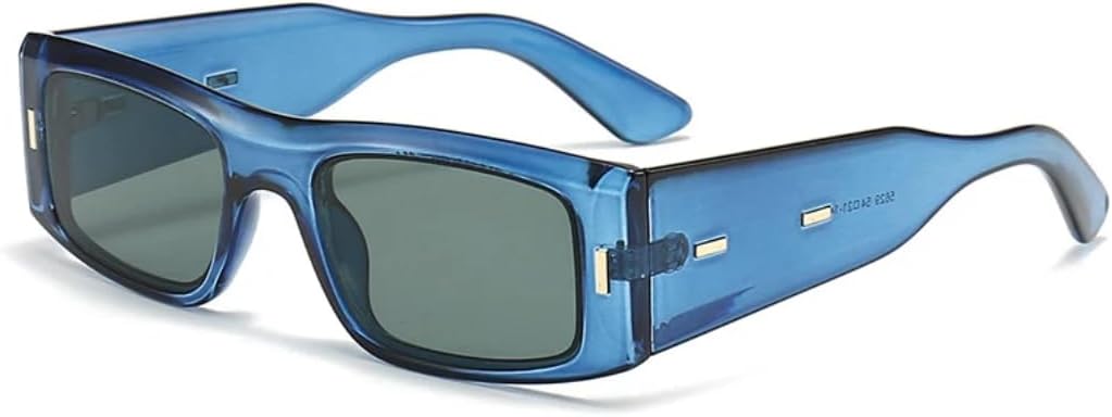 

Модные квадратные солнцезащитные очки с заклепками для мужчин и женщин с широкими дужками, ретро-очки с защитой от УФ-излучения UV400, градиентные очки цвета чая UATXTAU, Blue Gray