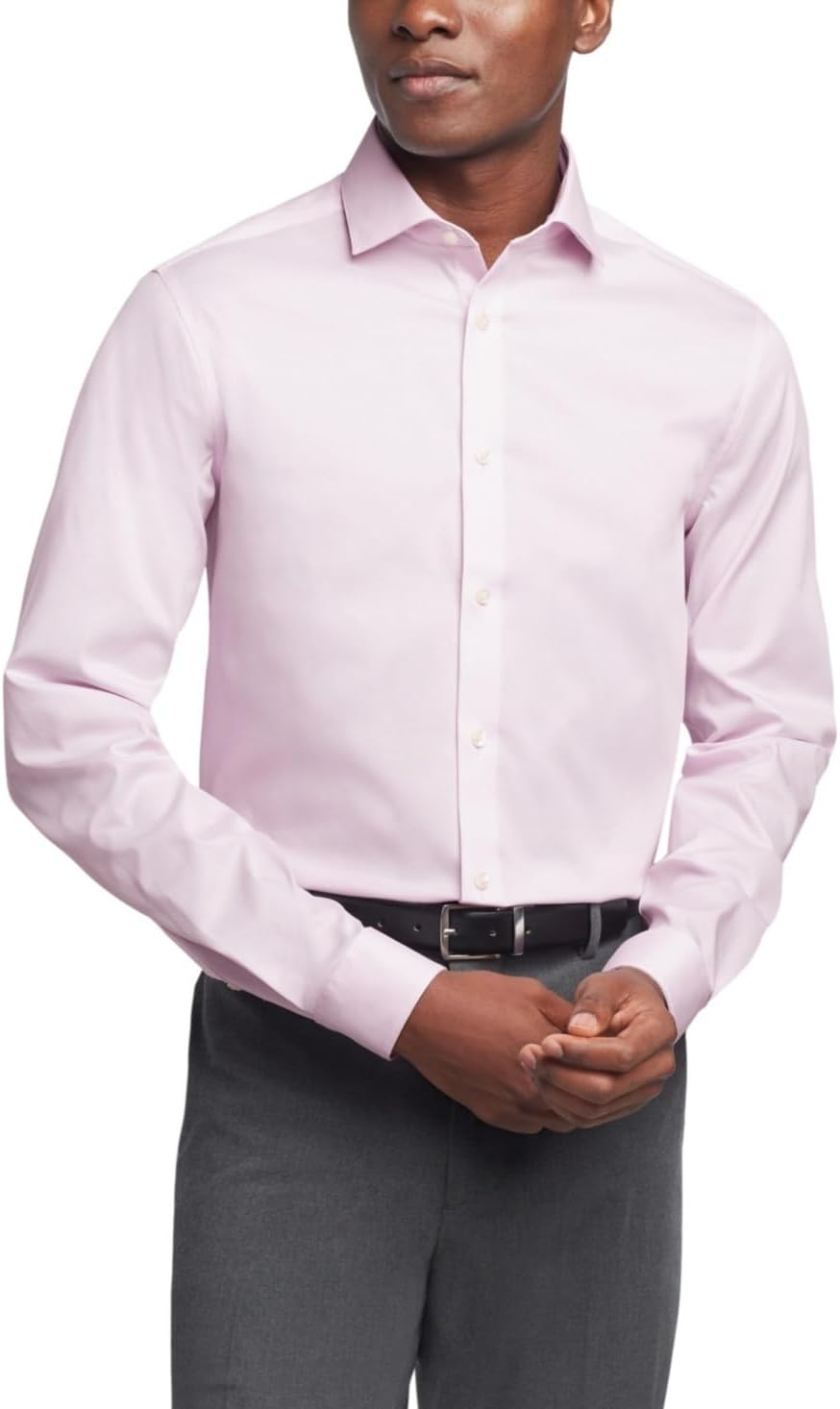 

Мужская рубашка Calvin Klein, облегающая, нескользящая, однотонная, Pink Lavender