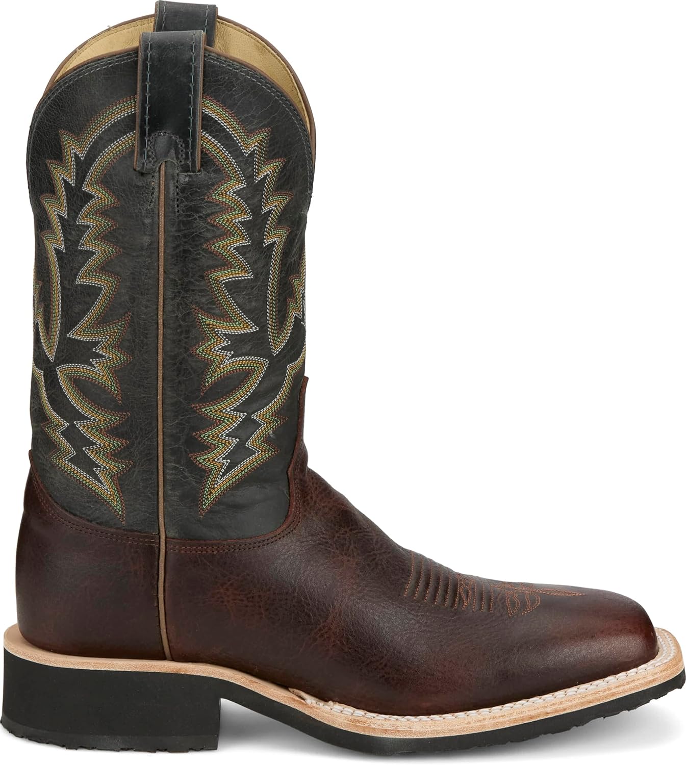 Мужские ковбойские сапоги Justin Rancho 11 Western Leather - прочные, классический дизайн, комфортная посадка, идеально подходят для ранчо и родео, Cognac — фото 2