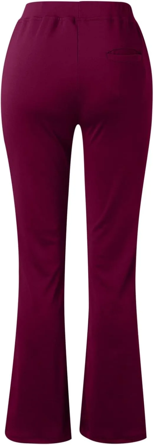 Женские брюки Flare Leggings для офиса, облегающие, с эластичным поясом и карманами — фото 3