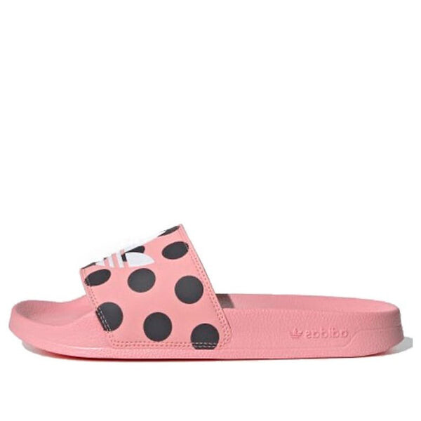 Тапочки adilette lite slides 'trefoil logo - polka dot pink' Adidas, розовый
