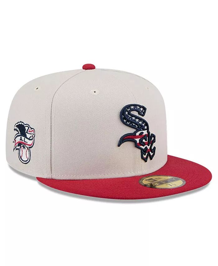 

Мужская красная кепка Chicago White Sox 2024 Четвертое июля 59FIFTY Облегающая шляпа New Era, бежевый