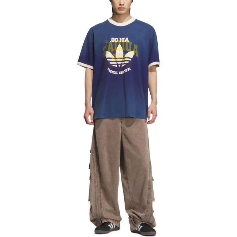 Футболка ретро стирка ss25 рингер unisex Adidas Originals, темно-синий — фото 4