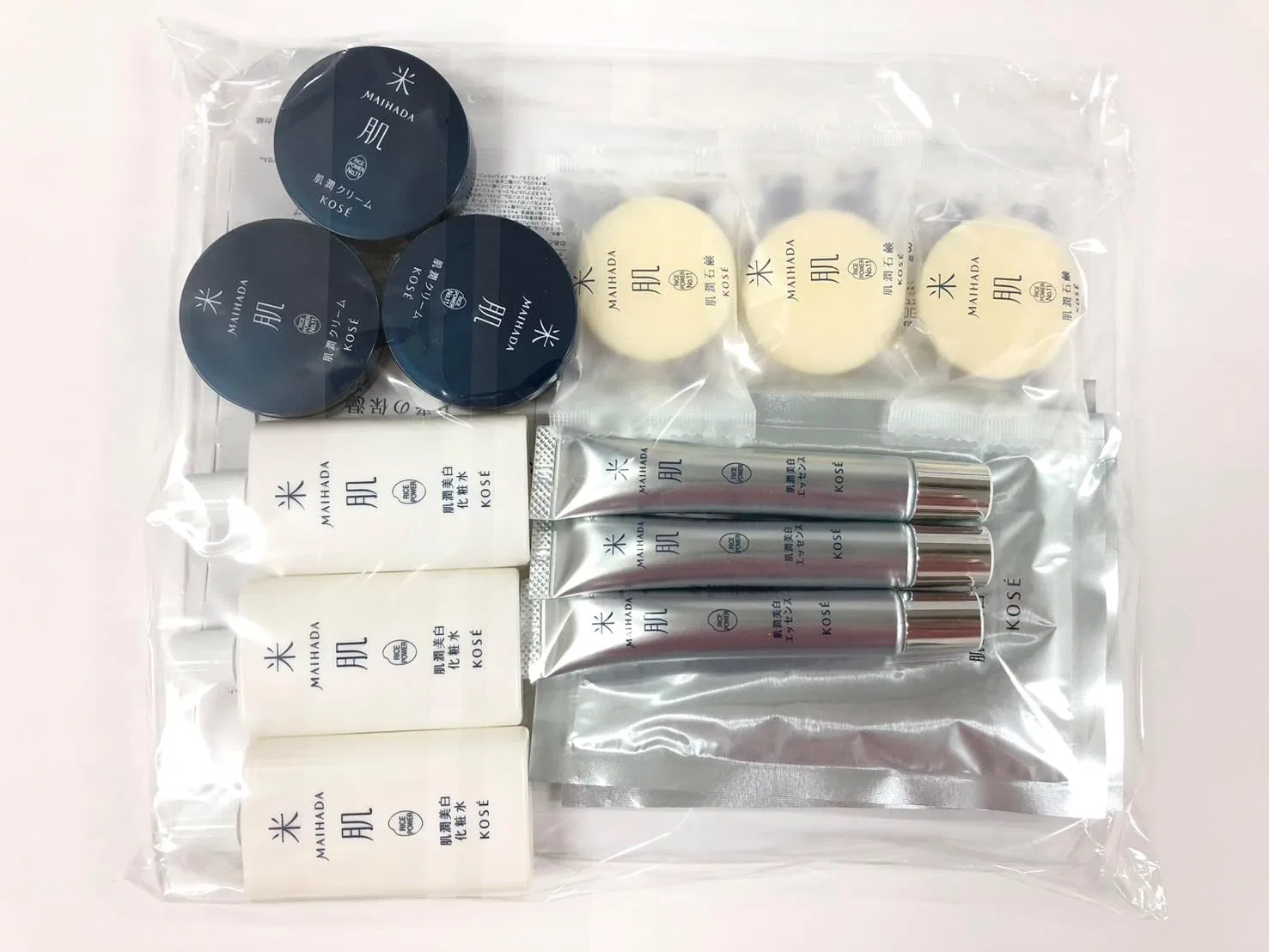 Набор для ухода за кожей лица Rice Skin Trial Set, увлажняющий отбеливающий, 3 предмета, Kose