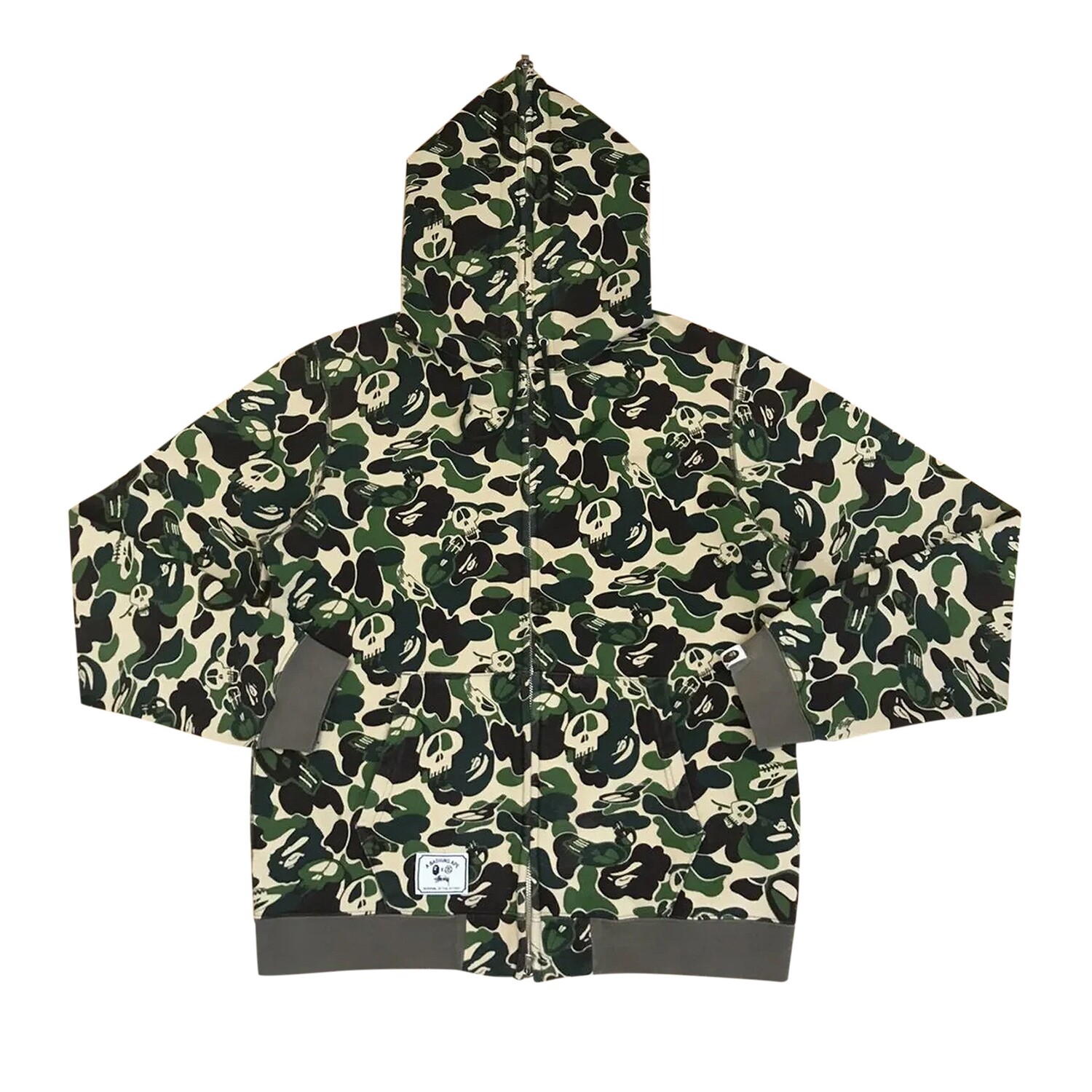 

Толстовка с капюшоном на молнии BAPE x Stussy Skull Camo