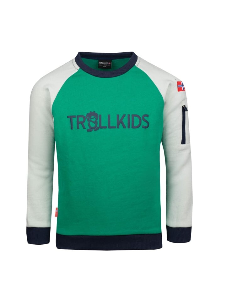 

Пуловер Trollkids Sandefjord, цвет pepper green