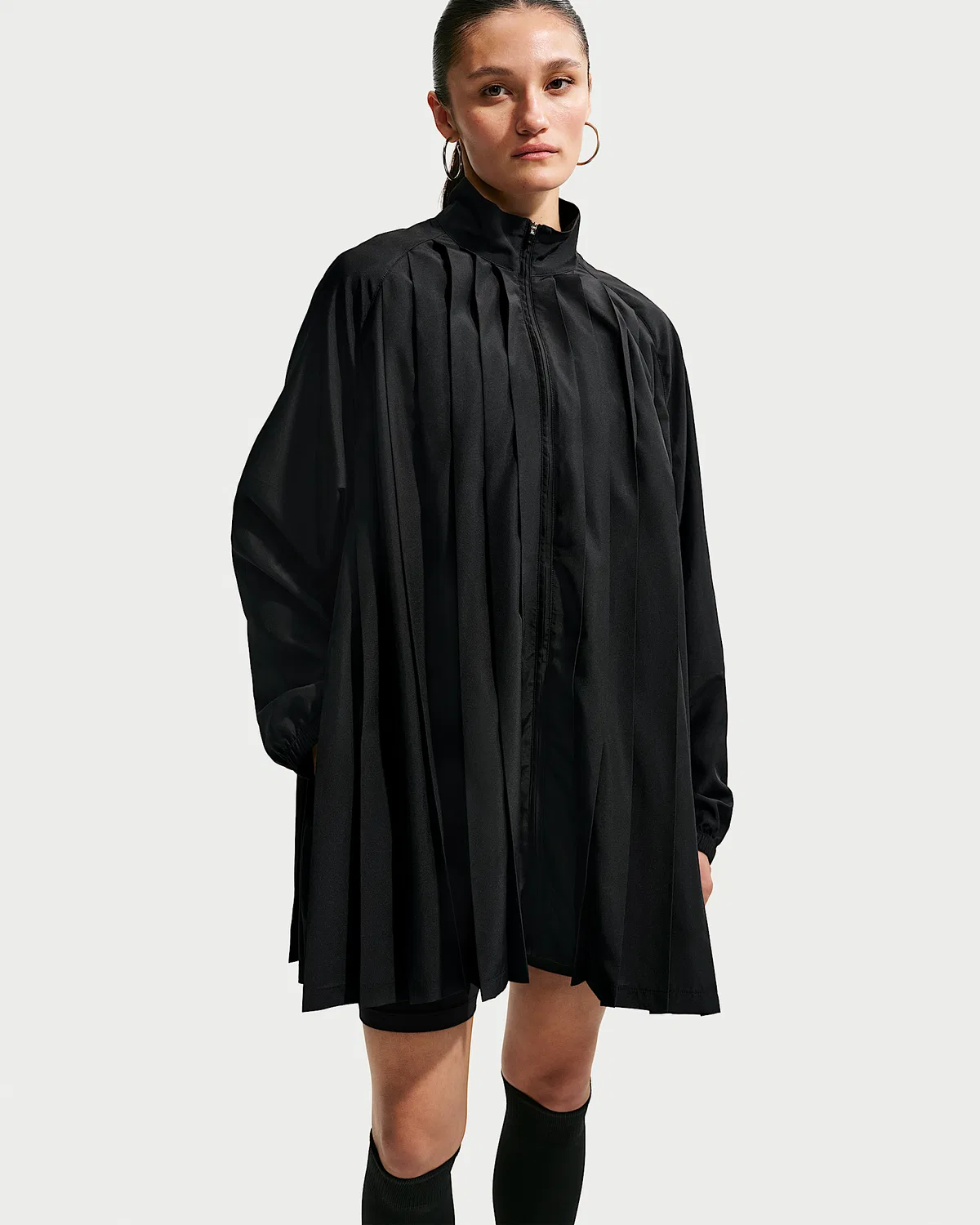 Женское свободное платье мини Nike Sportswear с длинным рукавом и складками, Black/Black