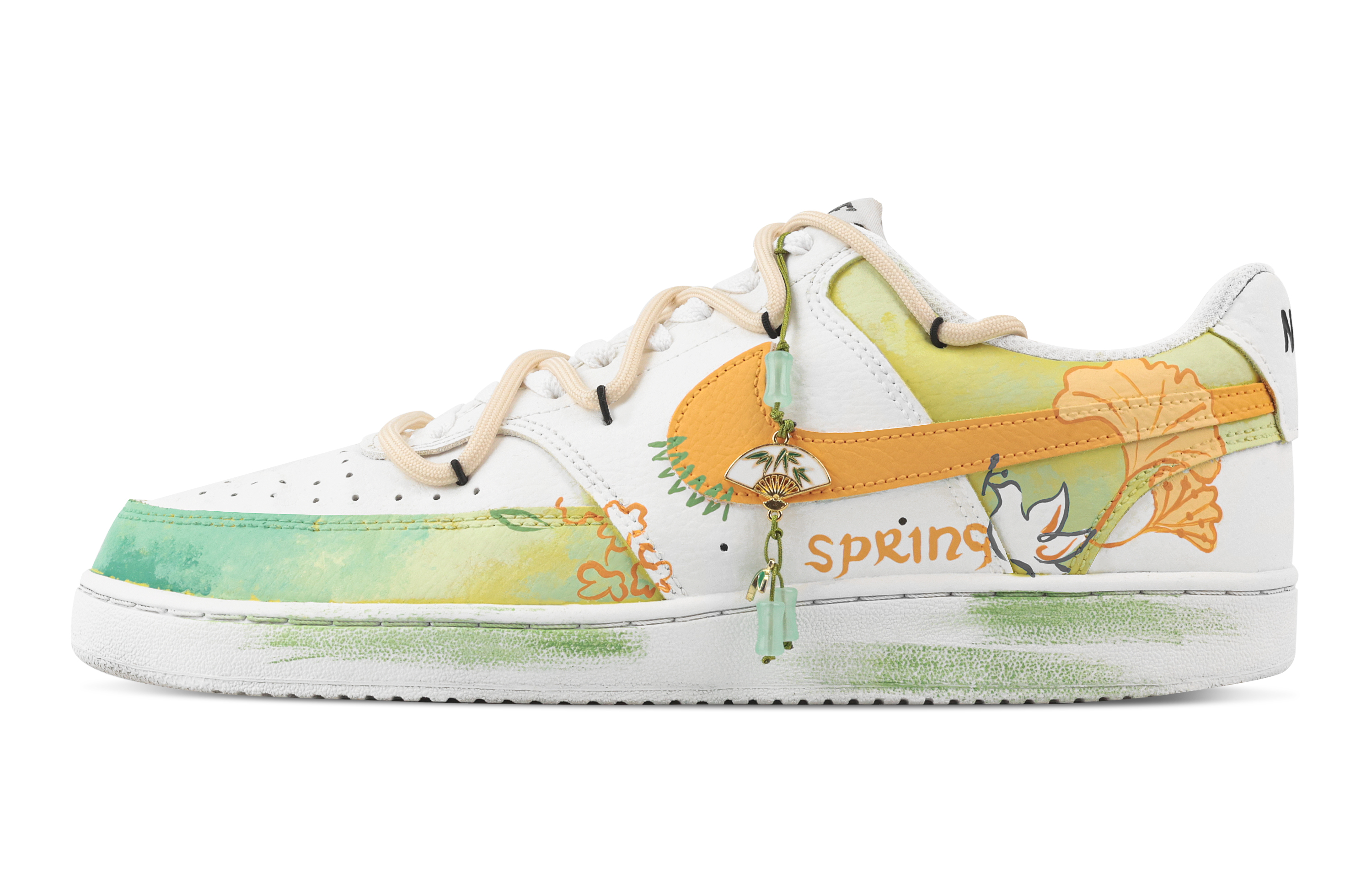 

Nike Кроссовки Court Vision 1 Youthful Vigor, износостойкие, низкие, для скейтбординга, мужские, желтые, белые